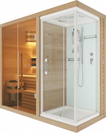 Двухместная финская сауна  Luxury из кедра с Душевой кабиной